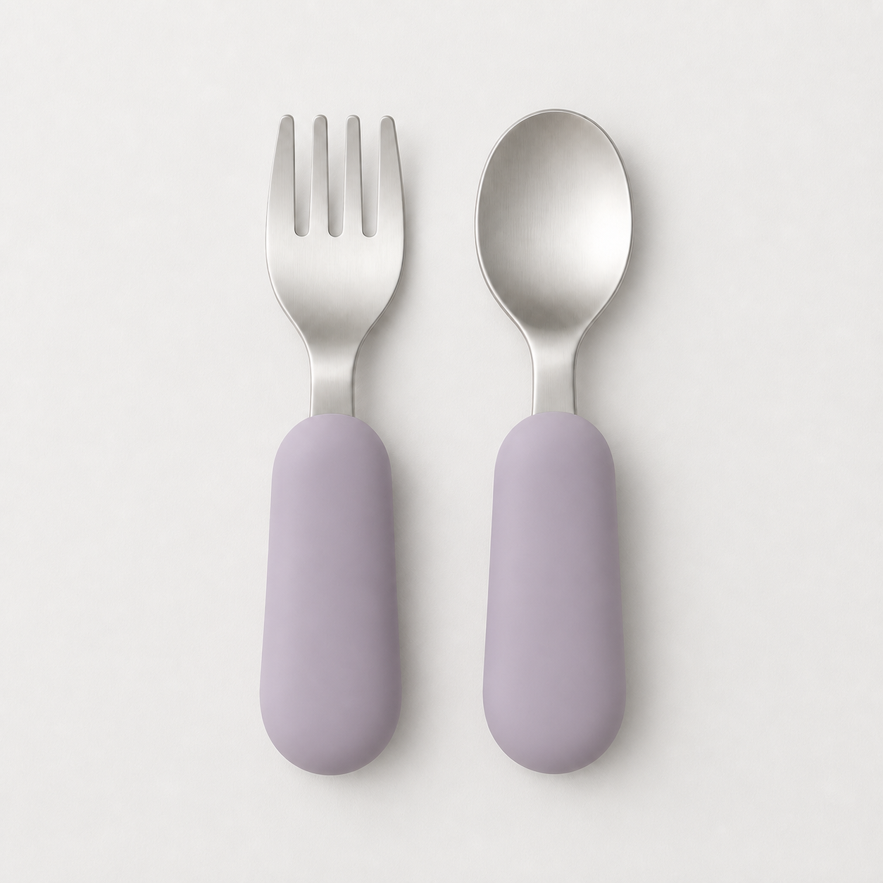 YumBella Stainless Steel Spoon & Fork Set in Dusty Lilac