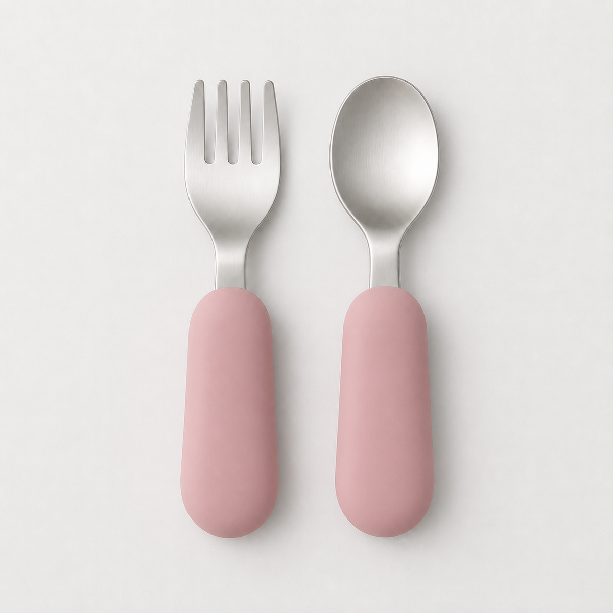 YumBella Stainless Steel Spoon & Fork Set in Powder Rose
