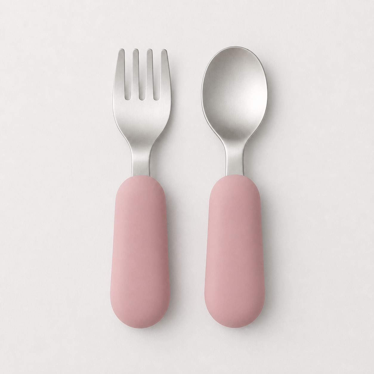 YumBella Stainless Steel Spoon & Fork Set in Powder Rose