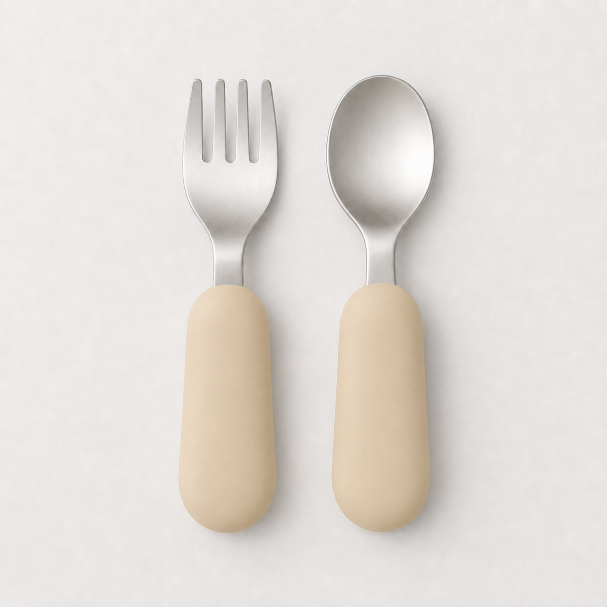 YumBella Stainless Steel Spoon & Fork Set in Beach Sand