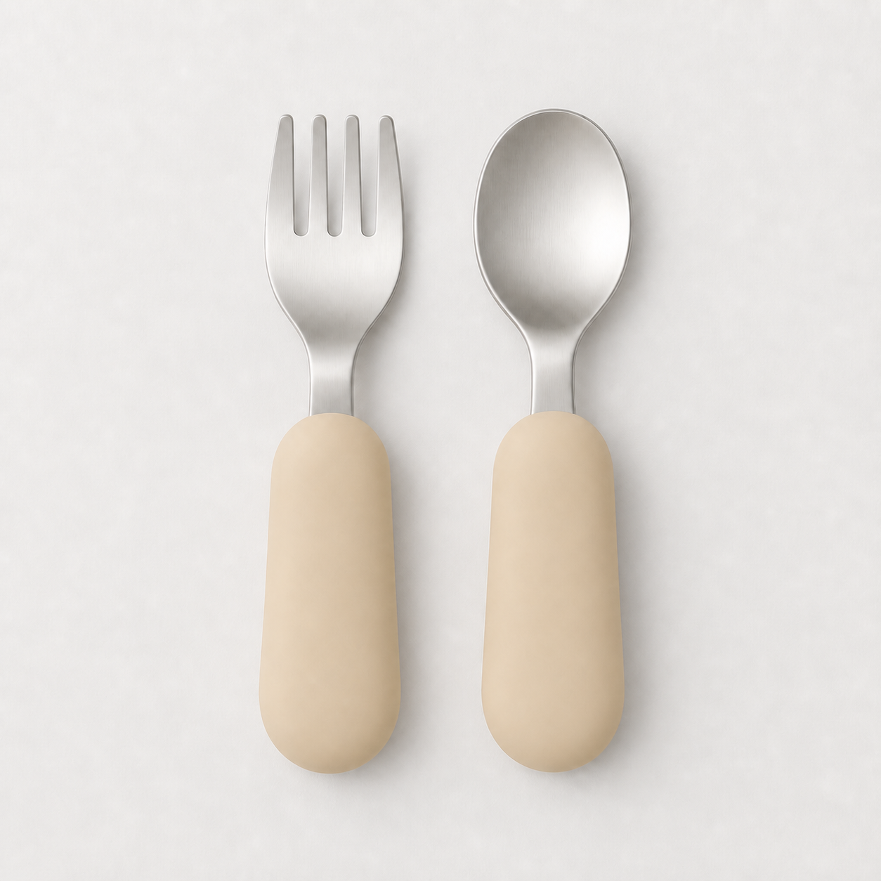 YumBella Stainless Steel Spoon & Fork Set in Beach Sand