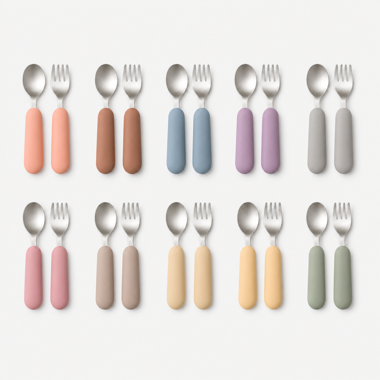 Available colours for the YumBella Stainless Steel Spoon & Fork Set