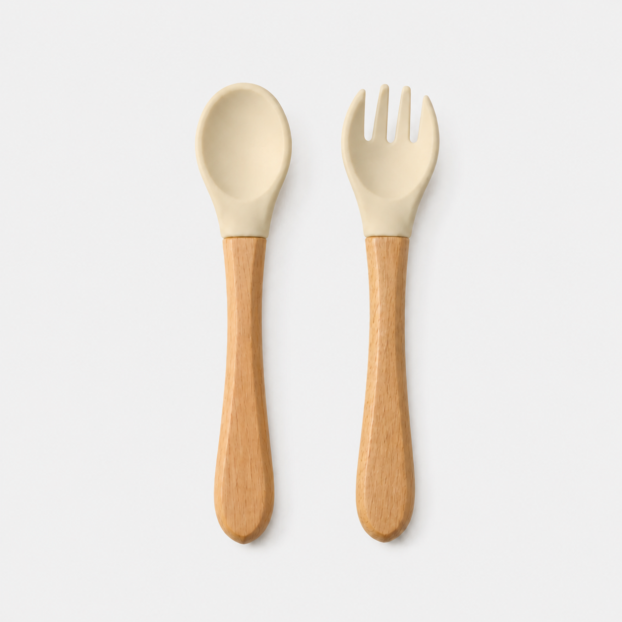 YumBella silicone spoon and fork set in Beach Sand
