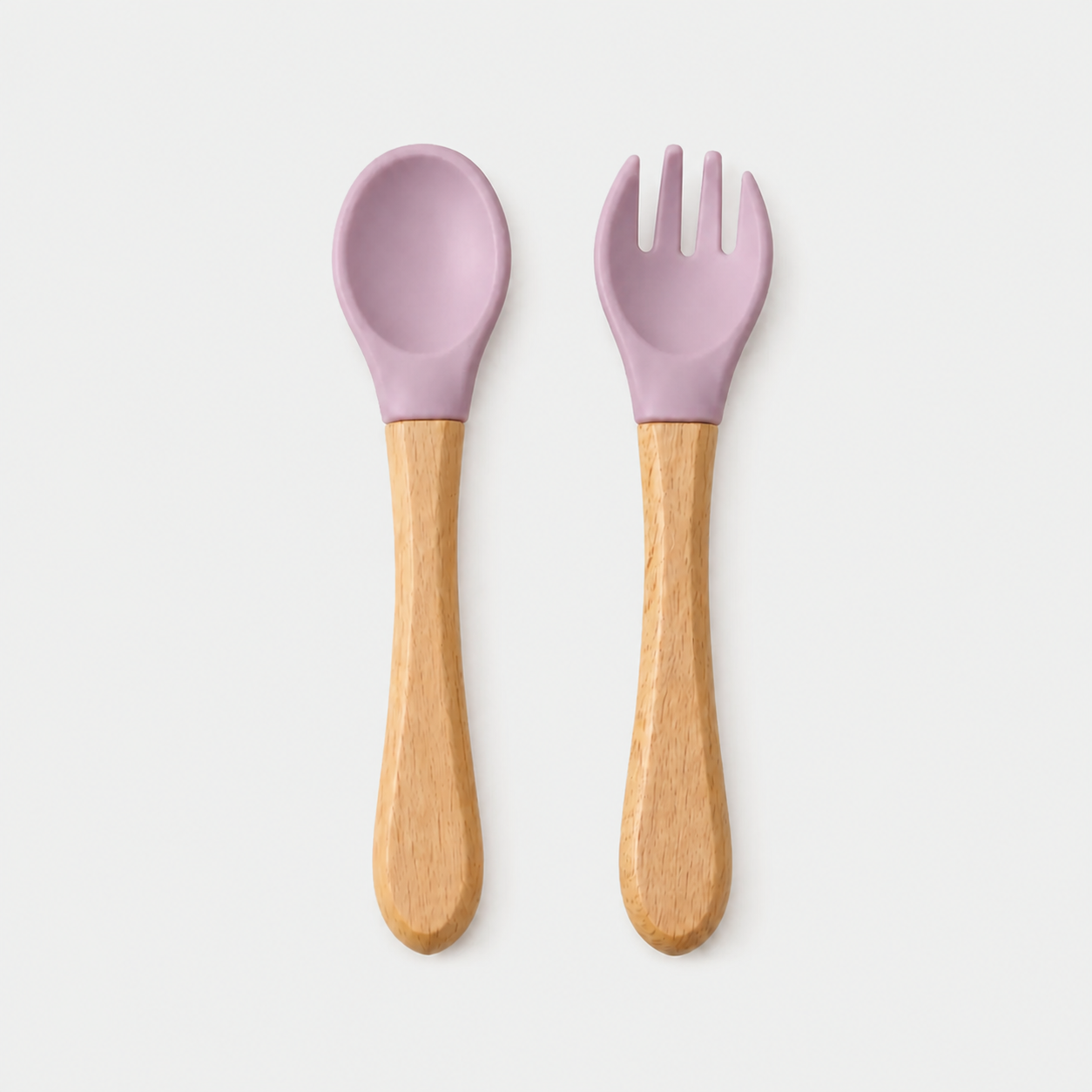 YumBella silicone spoon and fork set in Dusty Lilac