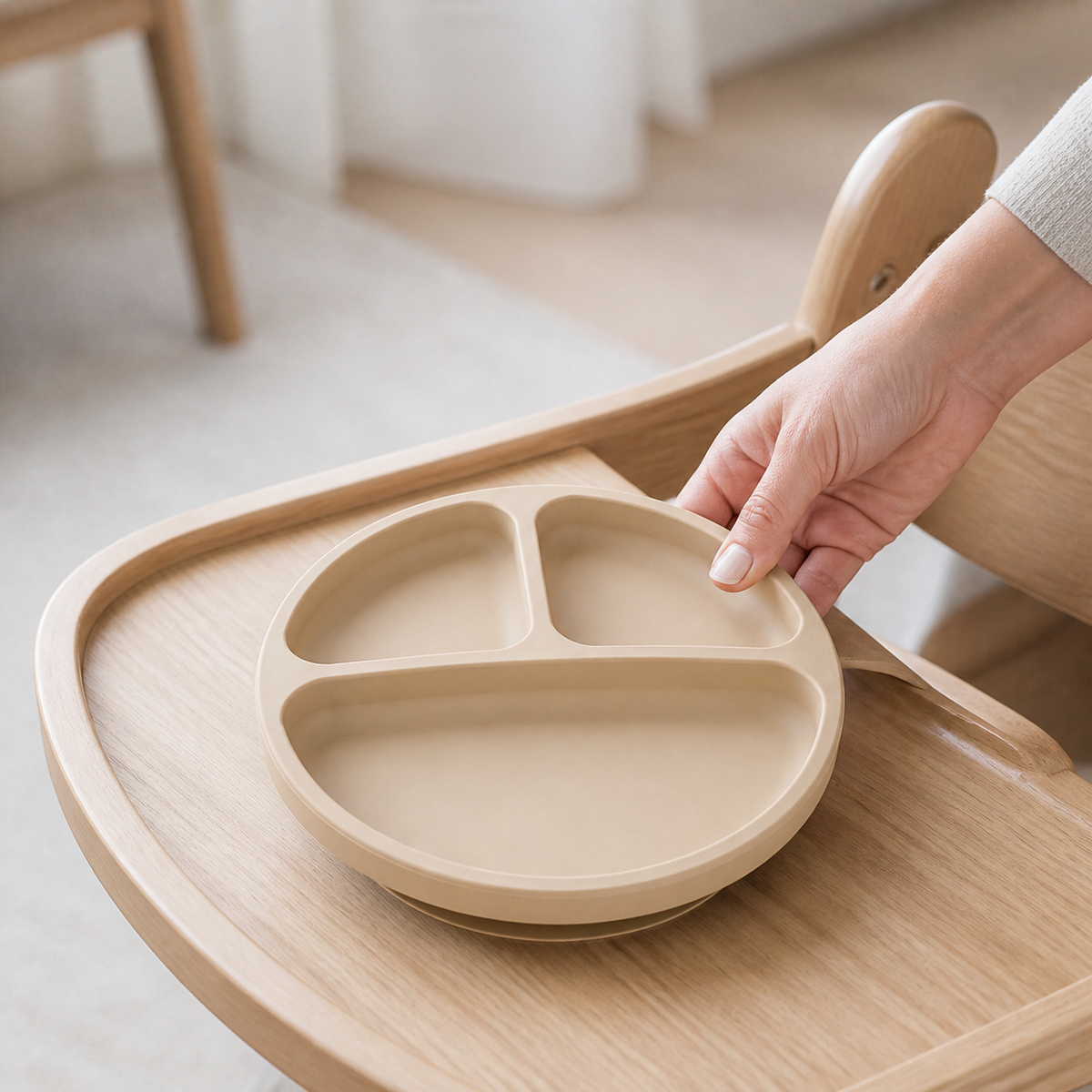 YumBella Silicone Suction Plate shown in use for scale