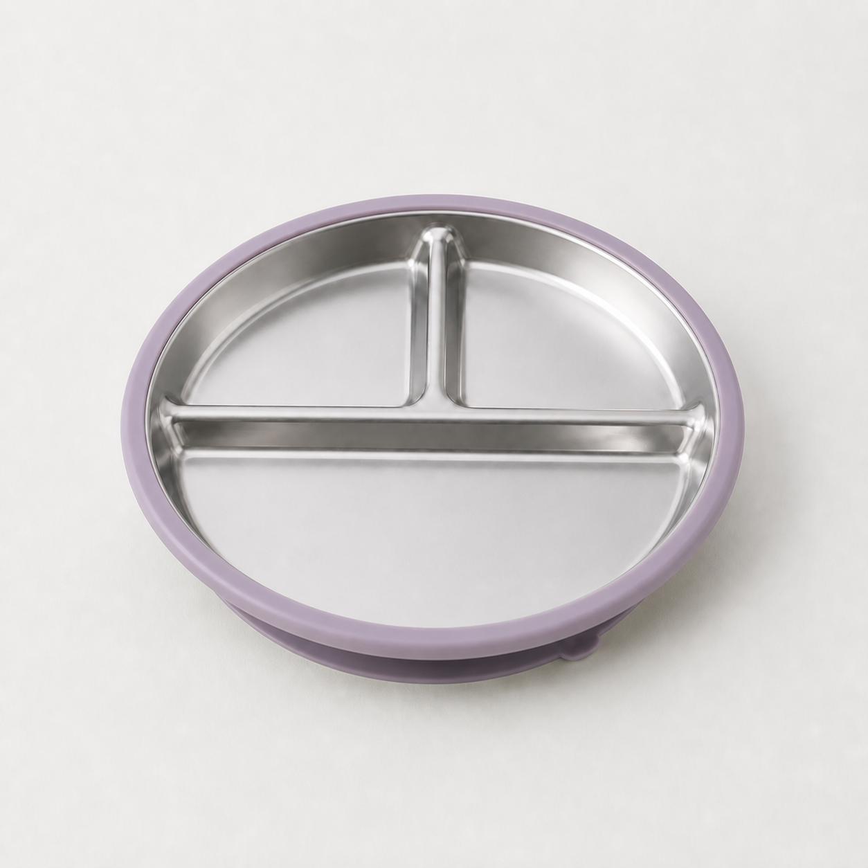 YumBella Stainless Steel Suction Plate in Dusty Lilac