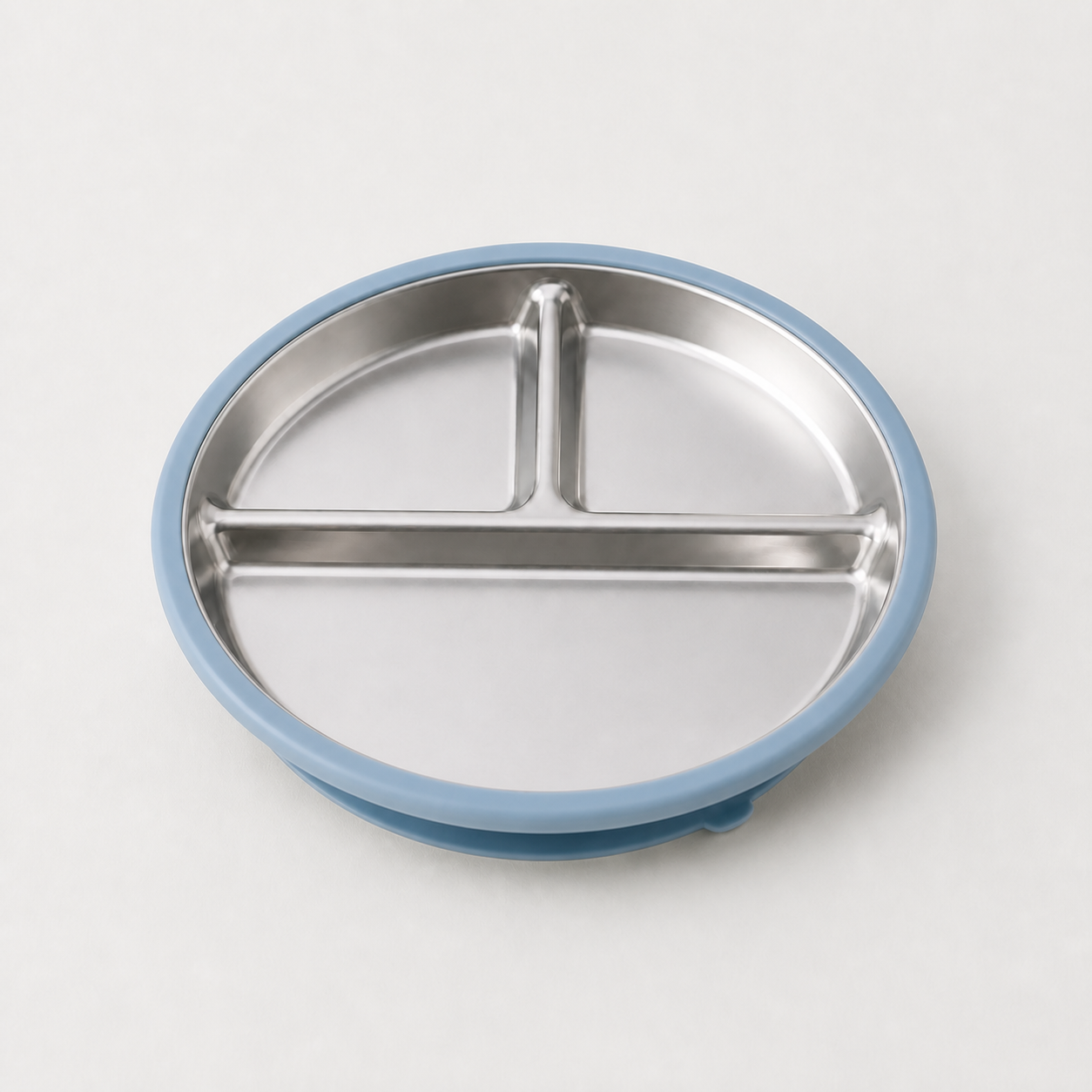 YumBella Stainless Steel Suction Plate in Cloud Blue