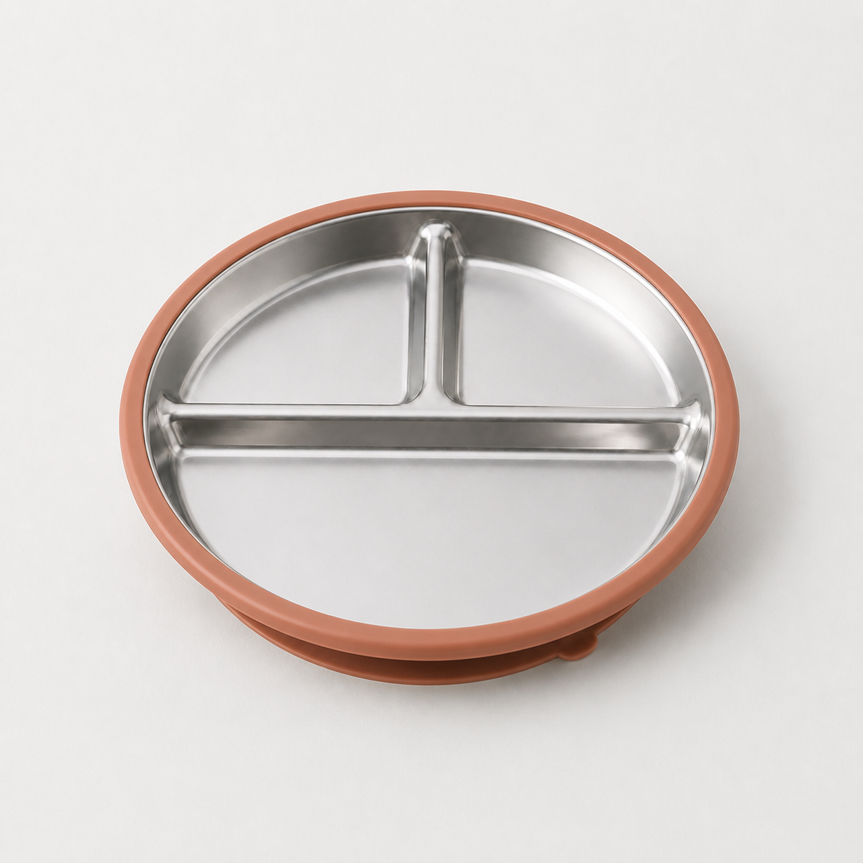 YumBella Stainless Steel Suction Plate in Clay