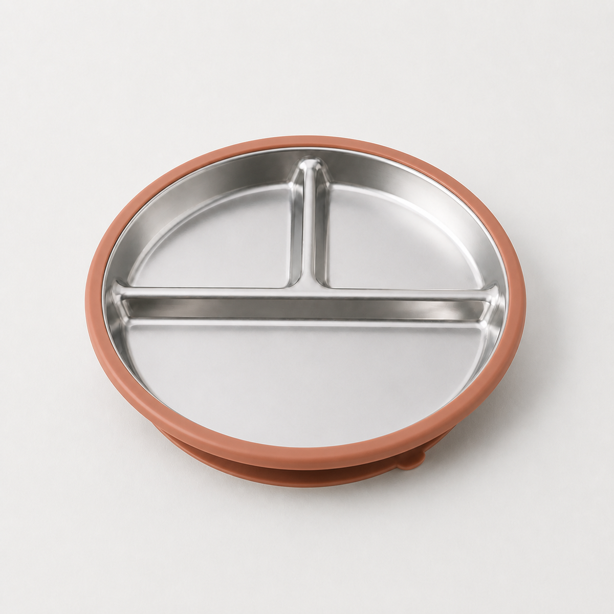 YumBella Stainless Steel Suction Plate in Clay