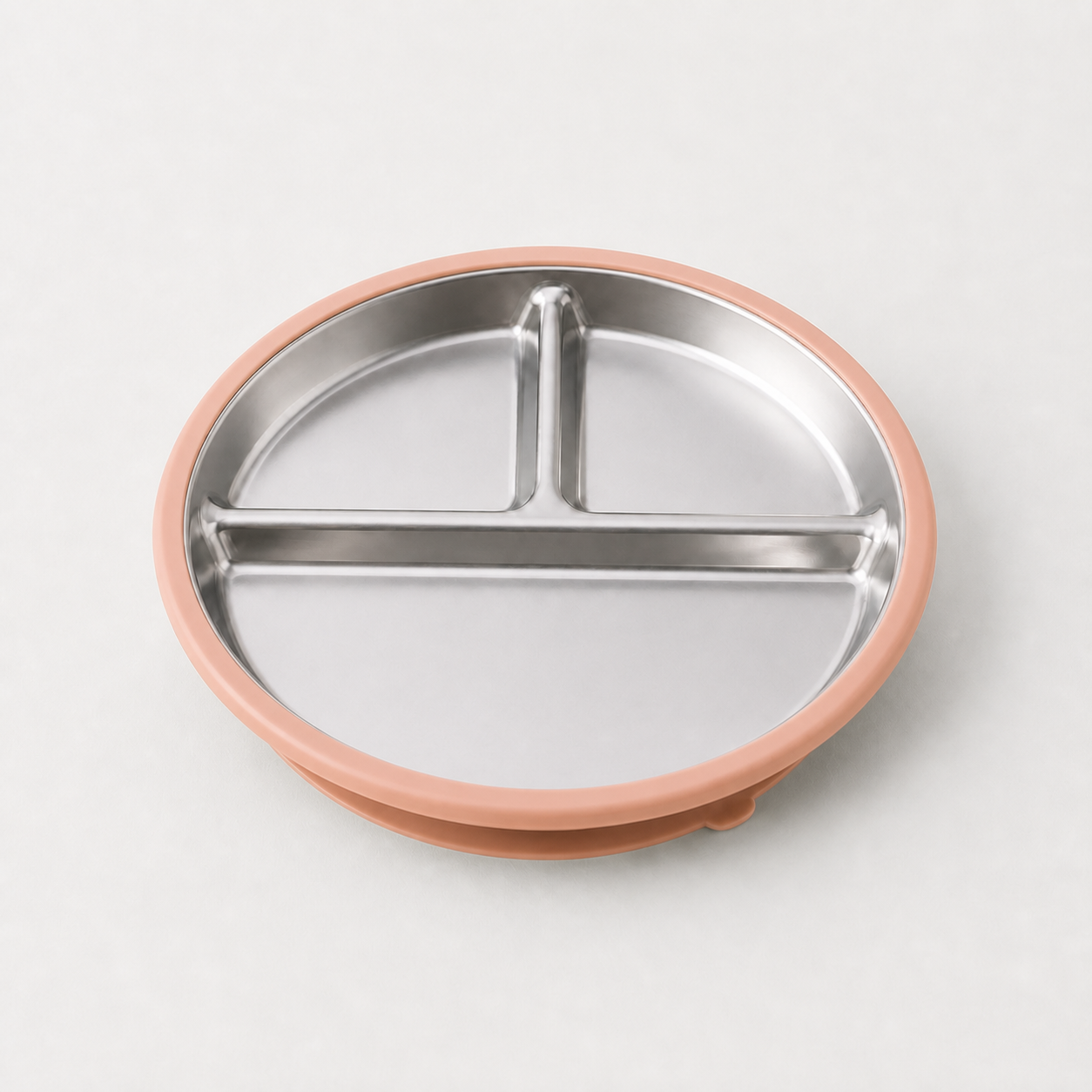 YumBella Stainless Steel Suction Plate in Soft Peach