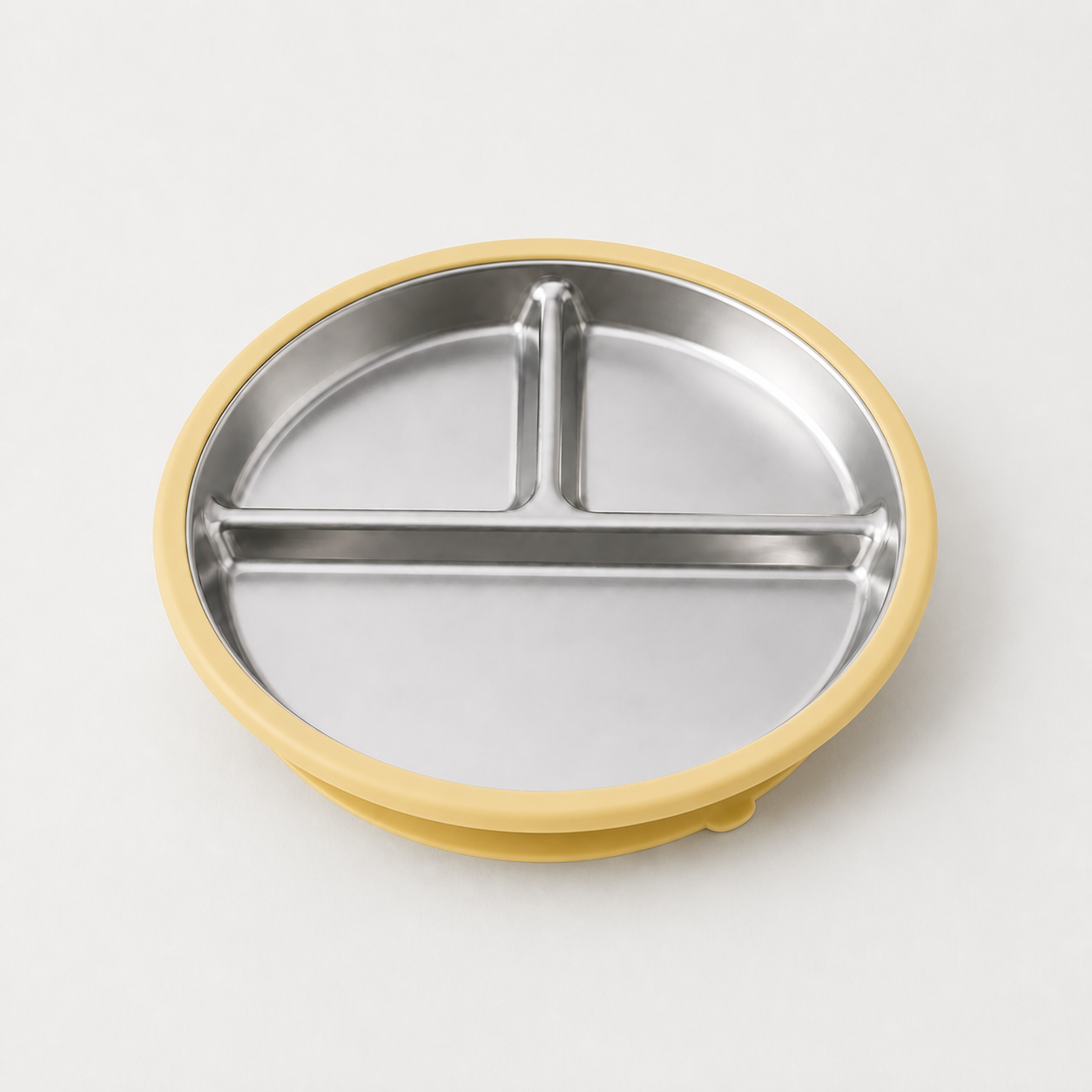 YumBella Stainless Steel Suction Plate in Butter Yellow