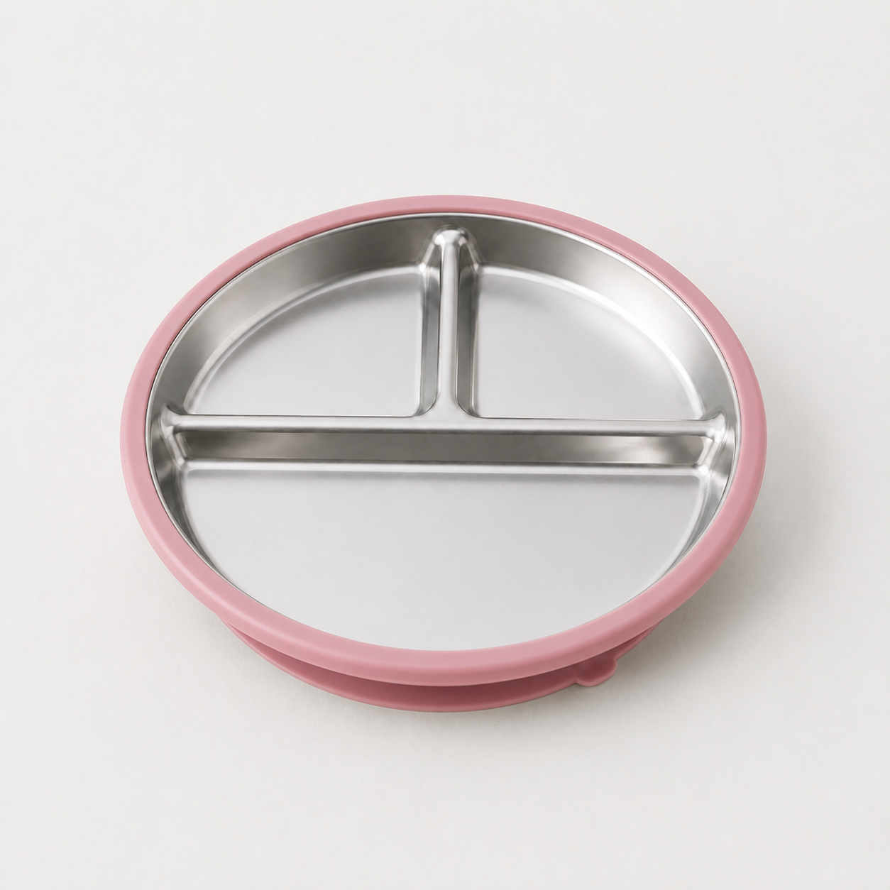 YumBella Stainless Steel Suction Plate in Powder Rose