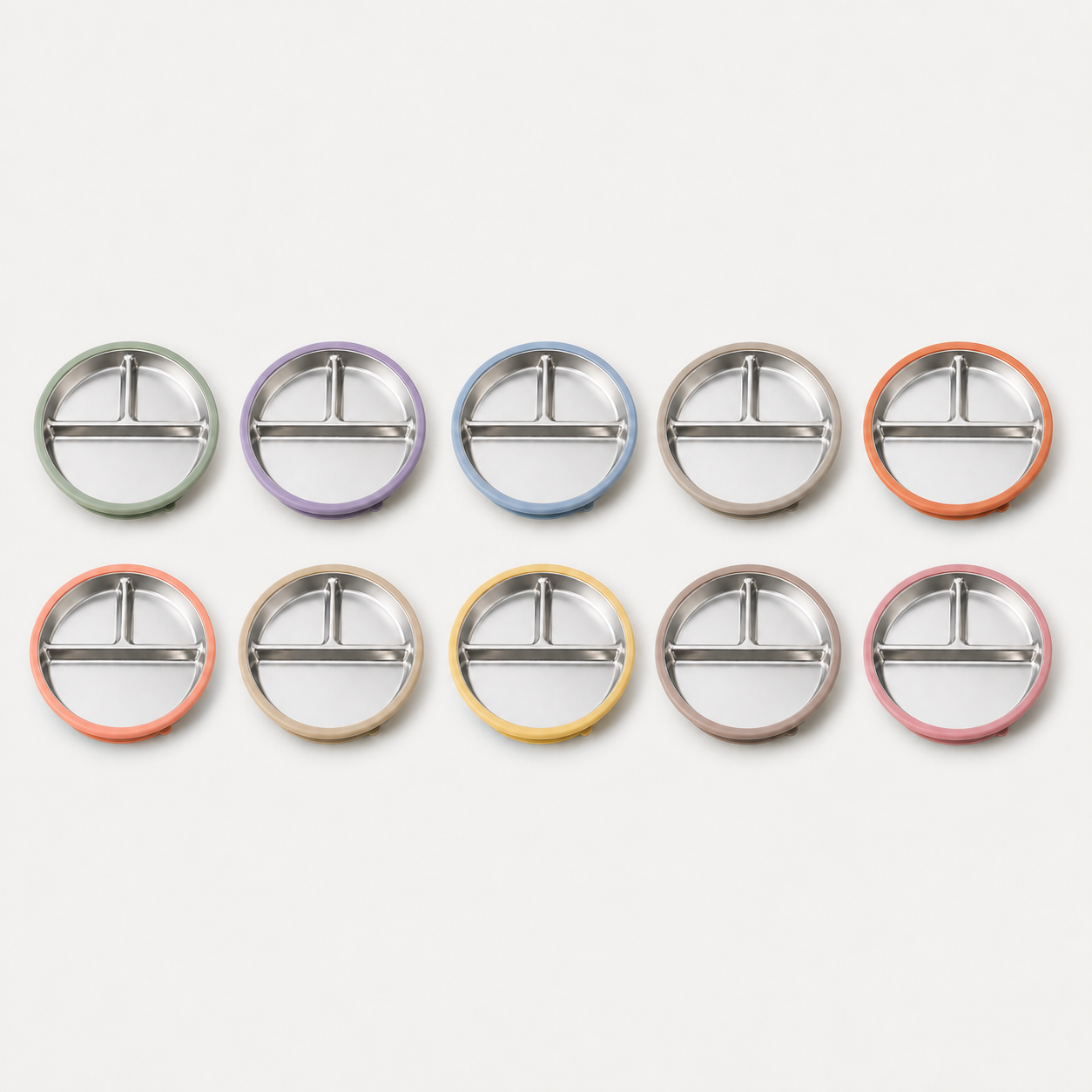Available colours for the YumBella Stainless Steel Suction Plate