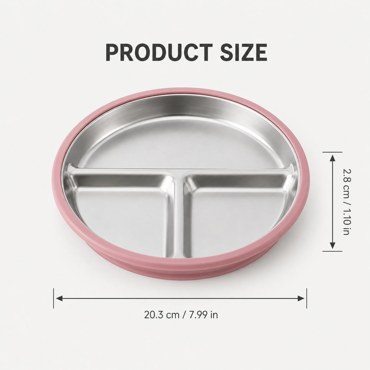 Dimensions of the YumBella Stainless Steel Suction Plate